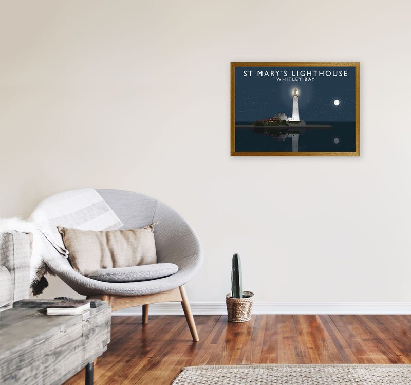St Mary's Lighthouse Whitley Bay Framed Art Print by Richard O'Neill A2 Print Only