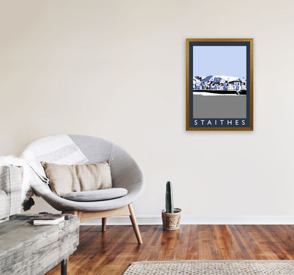 Staithes Travel Art Print by Richard O'Neill, Framed Wall Art A2 Print Only