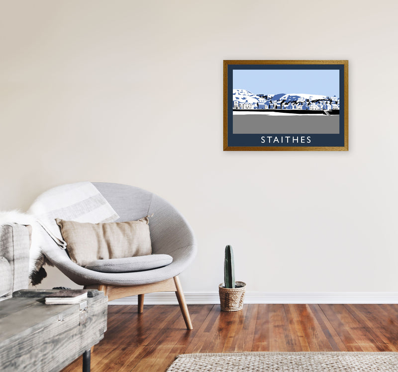 Staithes Travel Art Print by Richard O'Neill, Framed Wall Art A2 Print Only