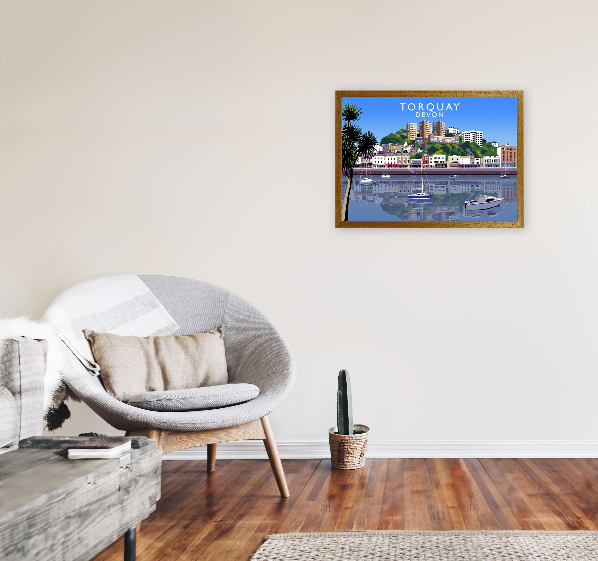 Torquay Devon Art Print by Richard O'Neill, Framed Wall Art A2 Print Only