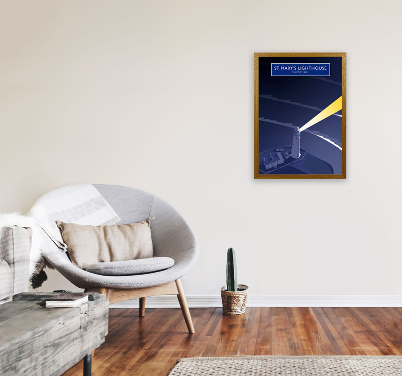 St Mary's Lighthouse Whitley Bay Framed Art Print by Richard O'Neill A2 Print Only
