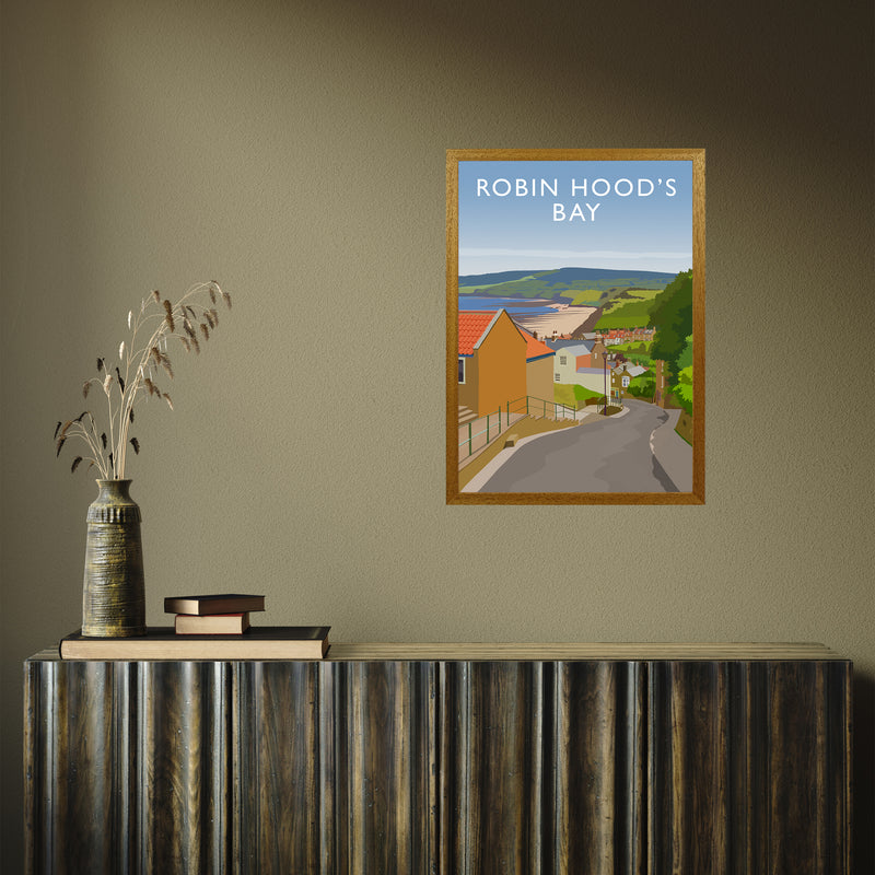 Robin Hood's Bay 3 portrait by Richard O'Neill A2 Oak Frame
