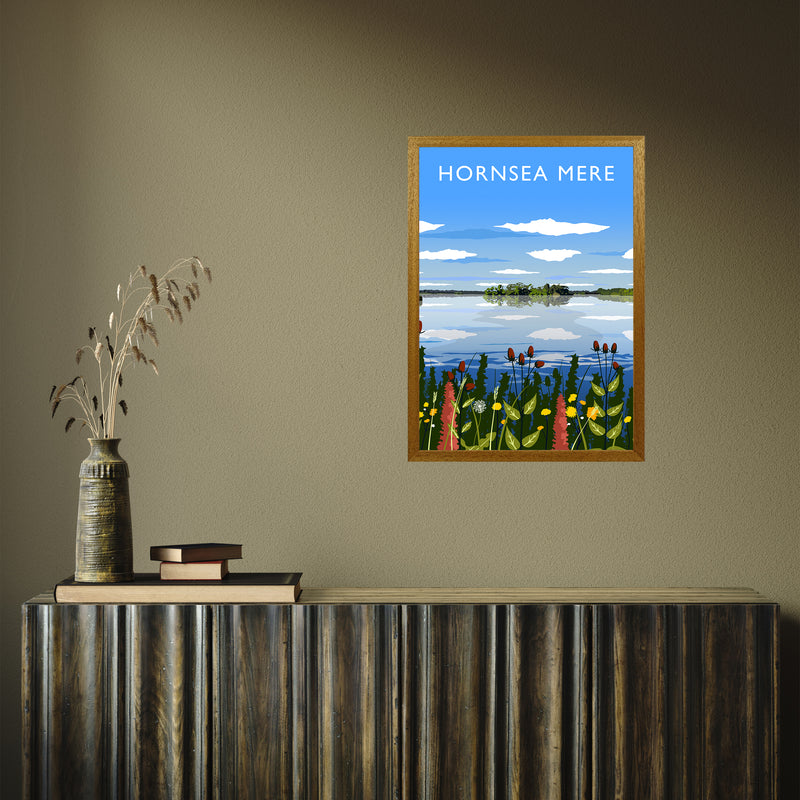 Hornsea Mere portrait by Richard O'Neill A2 Oak Frame