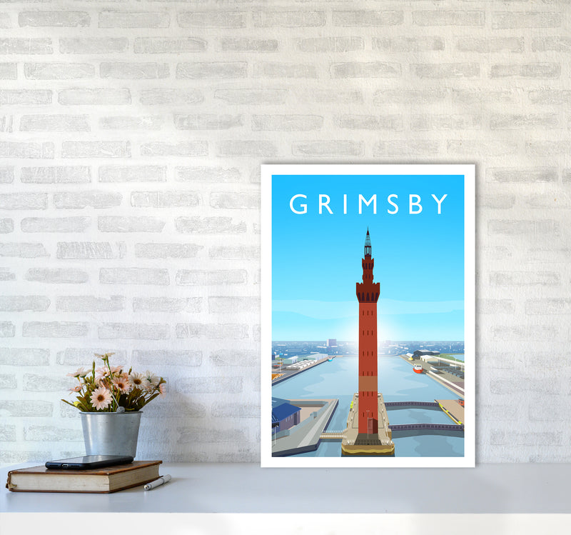 Grimsby Portrait Art Print by Richard O'Neill A2 Black Frame