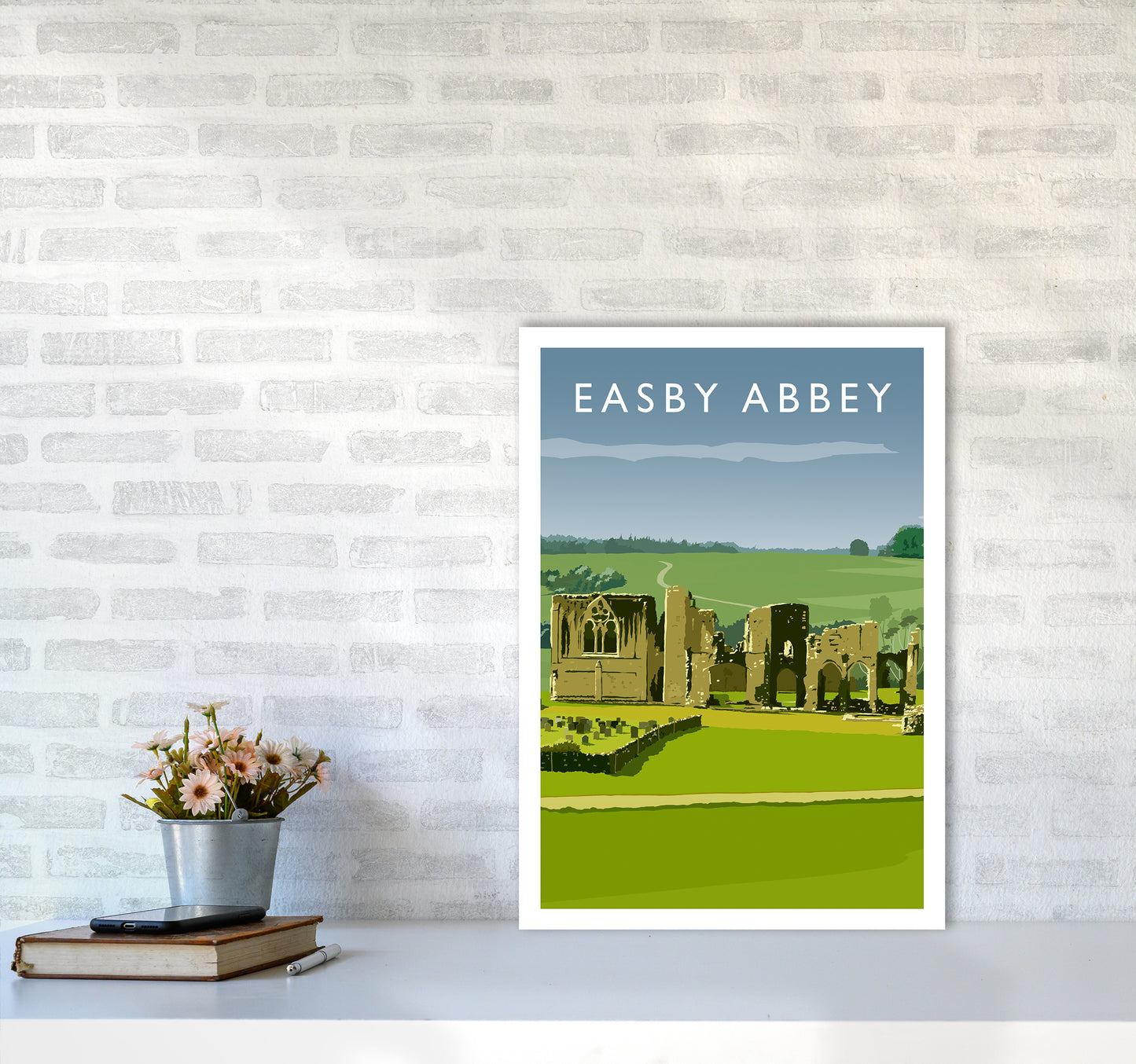 Easby Abbey Portrait Art Print by Richard O'Neill A2 Black Frame