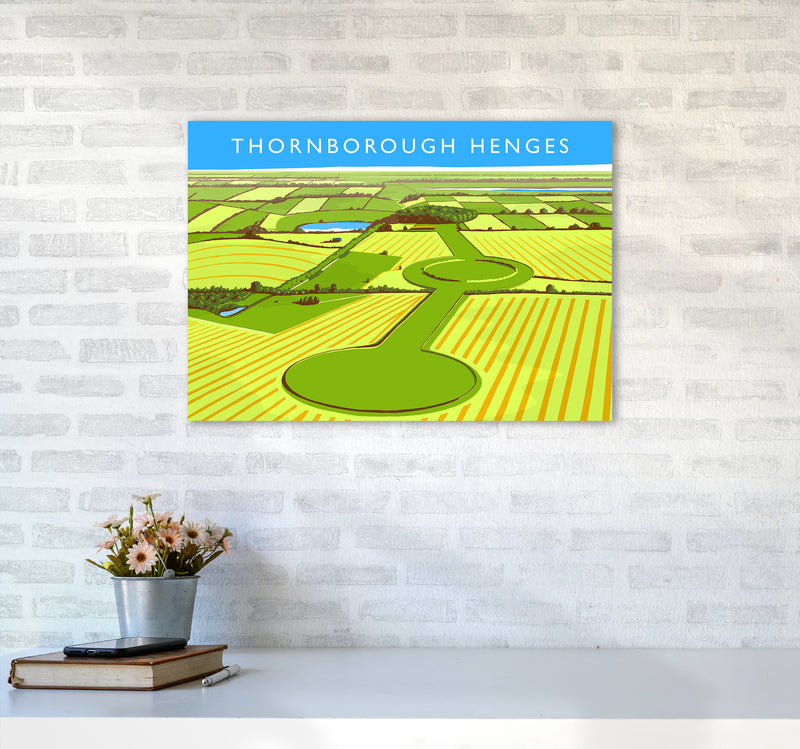 Thornborough Henges Travel Art Print by Richard O'Neill A2 Black Frame