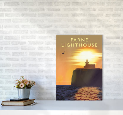 Farne Lighthouse portrait Travel Art Print by Richard O'Neill A2 Black Frame