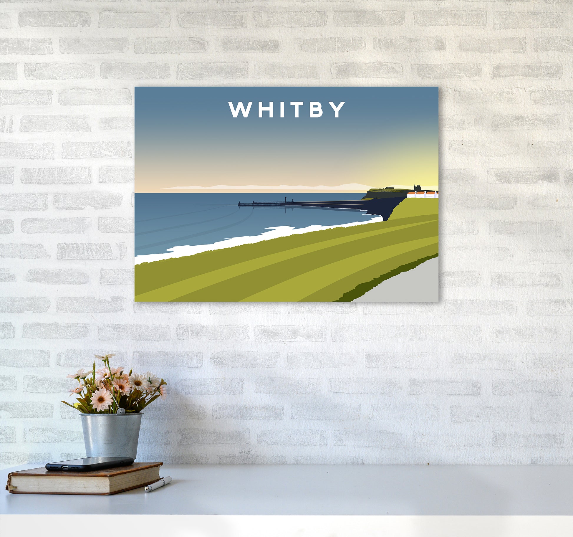Whitby 5 Travel Art Print by Richard O'Neill A2 Black Frame