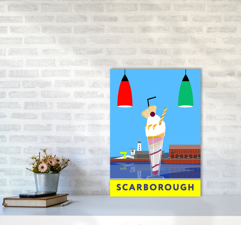 Icecream at Scarborough Travel Art Print by Richard O'Neill A2 Black Frame