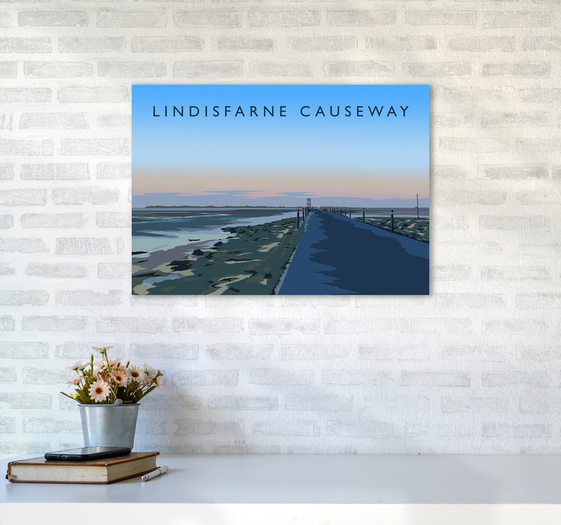 Lindisfarne Causeway Travel Art Print by Richard O'Neill A2 Black Frame