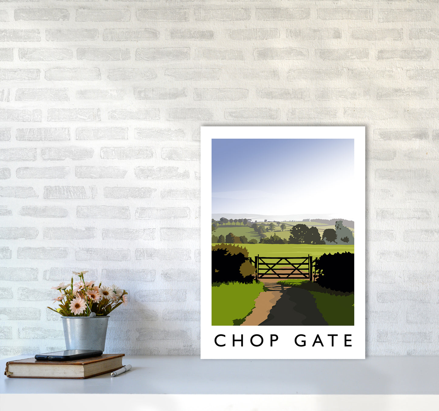 Chop Gate portrait Travel Art Print by Richard O'Neill A2 Black Frame