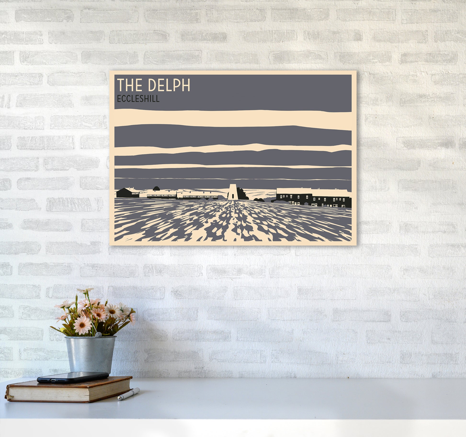 The Delph, Eccleshill Travel Art Print by Richard O'Neill A2 Black Frame