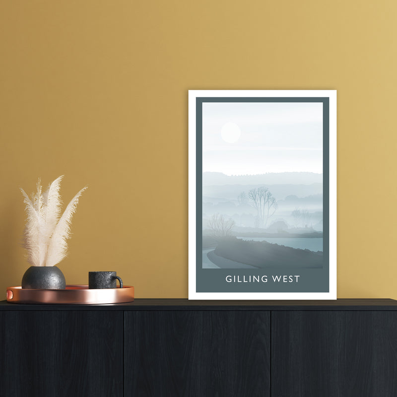 Gilling West (Winter) Portrait Travel Art Print by Richard O'Neill A2 Black Frame