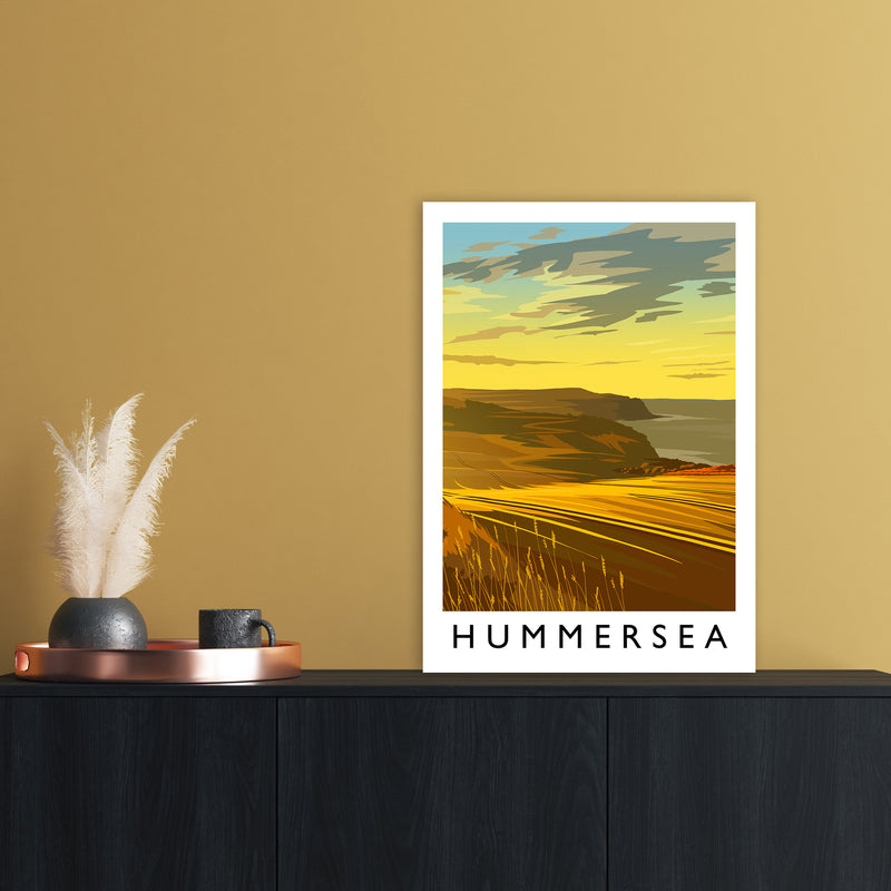 Hummersea Portrait Travel Art Print by Richard O'Neill A2 Black Frame