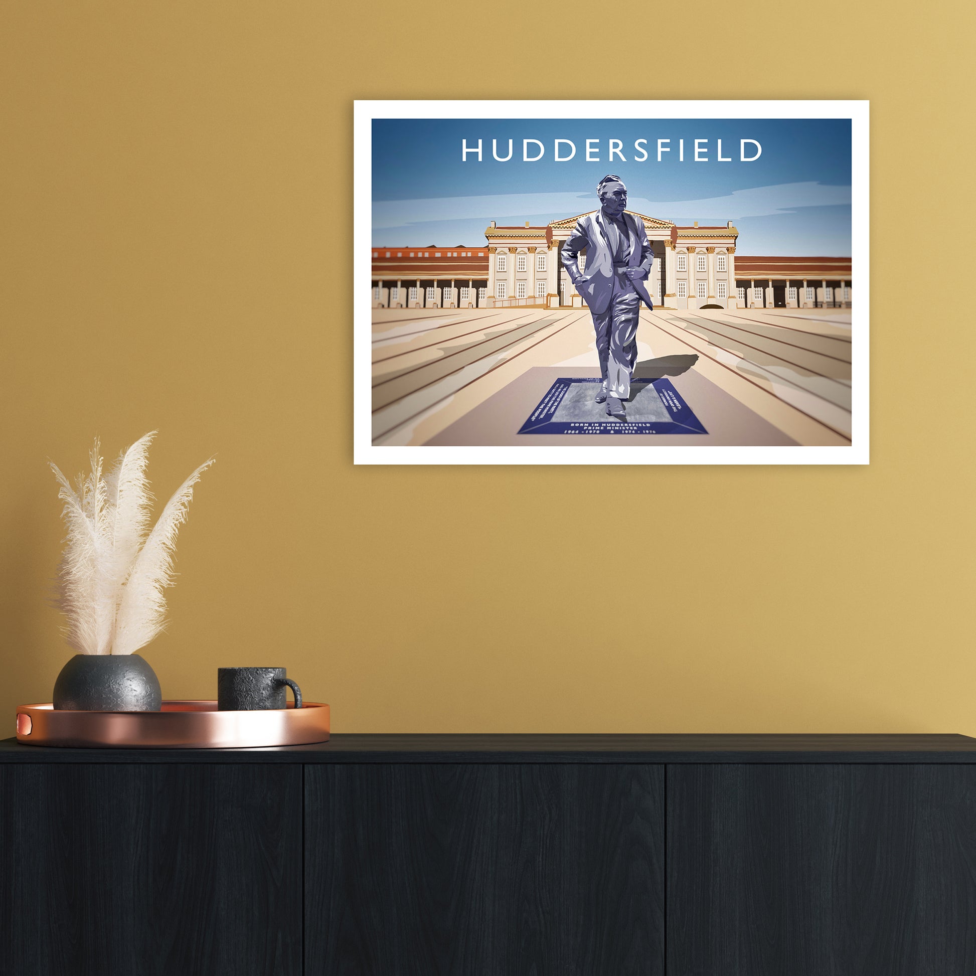 Huddersfield Travel Art Print by Richard O'Neill A2 Black Frame