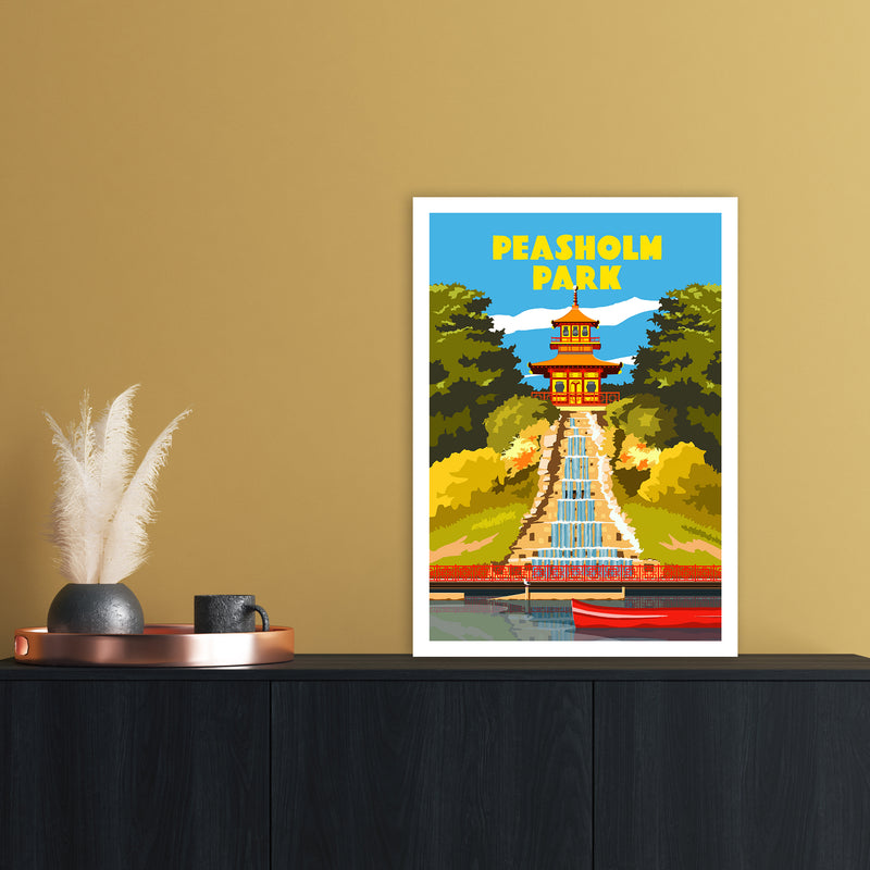 Peasholm Park Travel Art Print by Richard O'Neill A2 Black Frame