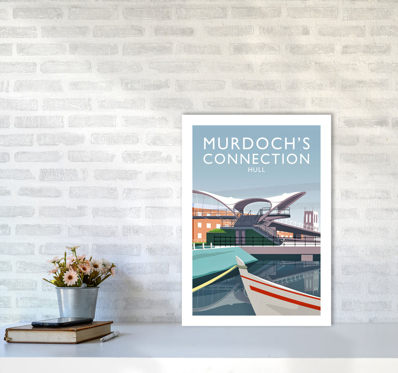 Murdoch's Connection portrait Travel Art Print by Richard O'Neill A2 Black Frame