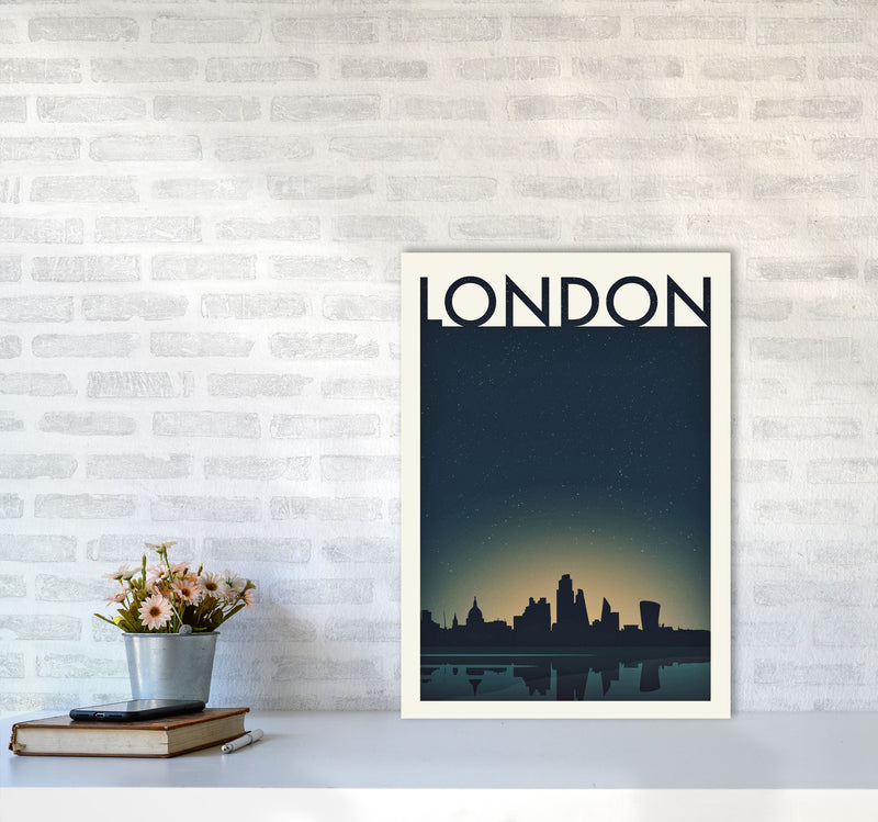 London 4 (Night) Travel Art Print by Richard O'Neill A2 Black Frame