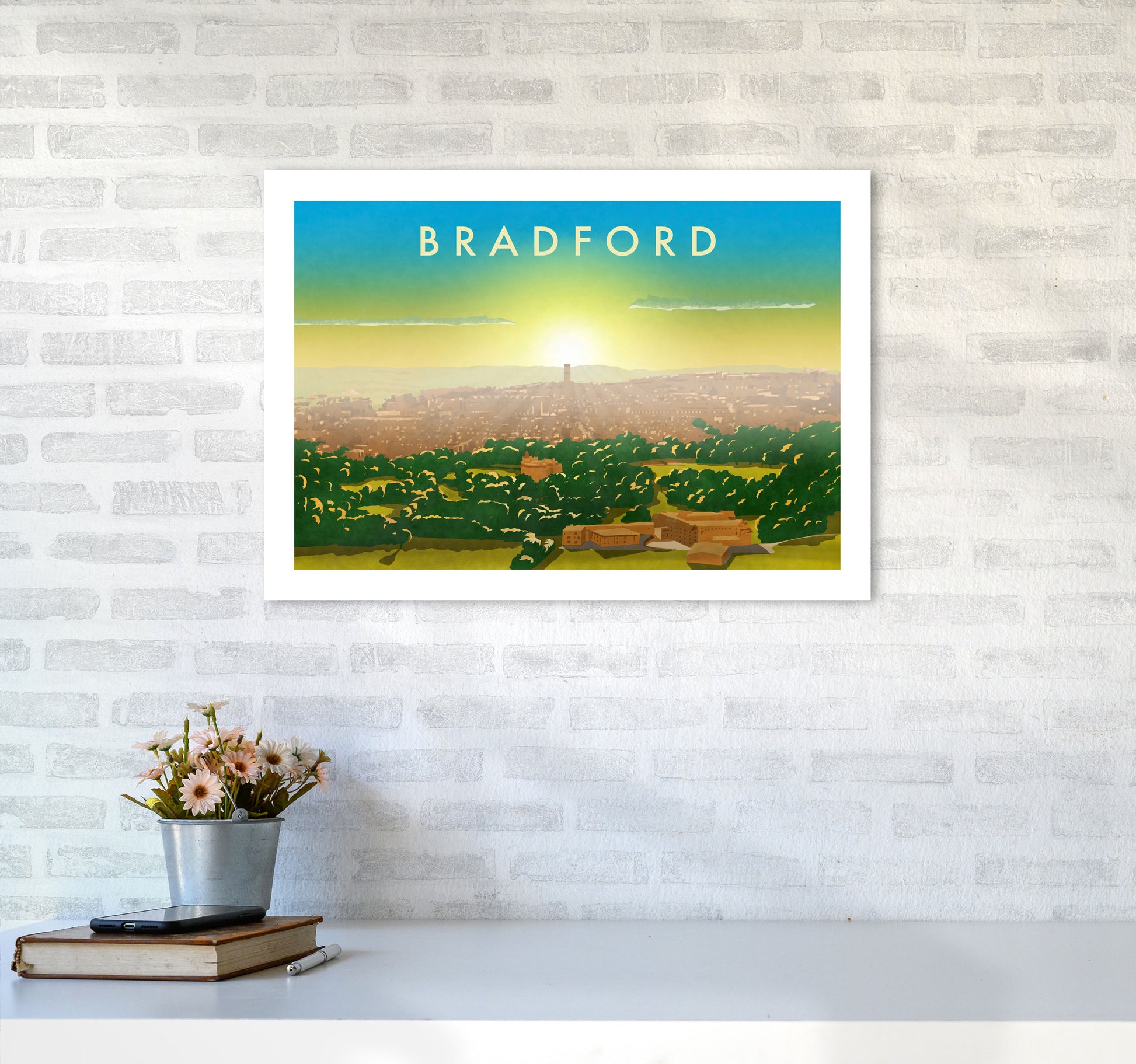 Bradford 2 Travel Art Print by Richard O'Neill A2 Black Frame