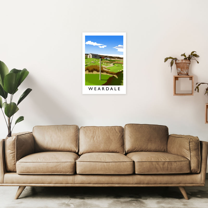 Weardale Portrait Travel Art Print by Richard O'Neill A2 Black Frame