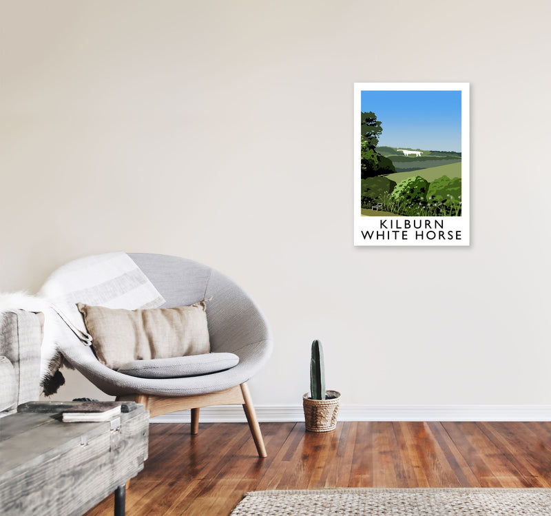 Kilburn White Horse by Richard O'Neill Yorkshire Art Print A2 Black Frame