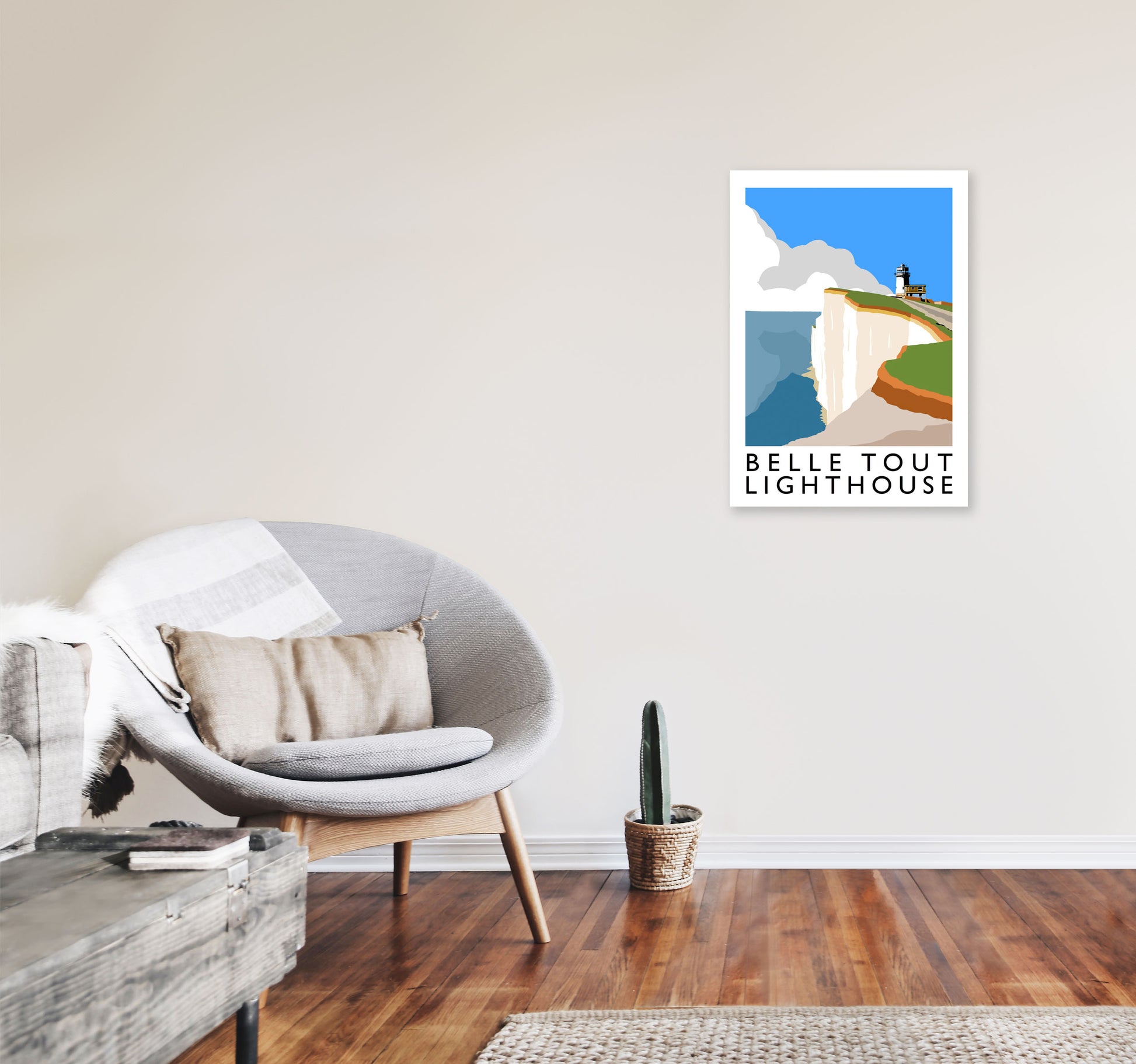 Belle Tout Lighthouse Framed Digital Art Print by Richard O'Neill A2 Black Frame