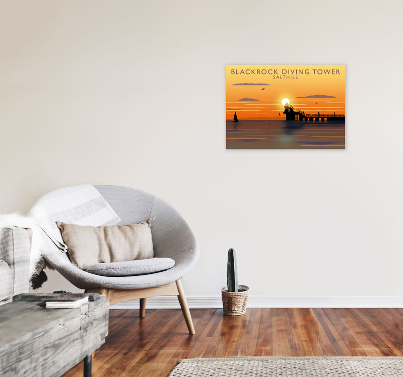 Blackrock Diving Tower (Sunset) (Landscape) by Richard O'Neill A2 Black Frame