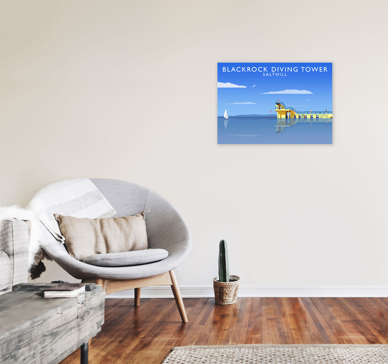 Blackrock Diving Tower (Landscape) by Richard O'Neill A2 Black Frame