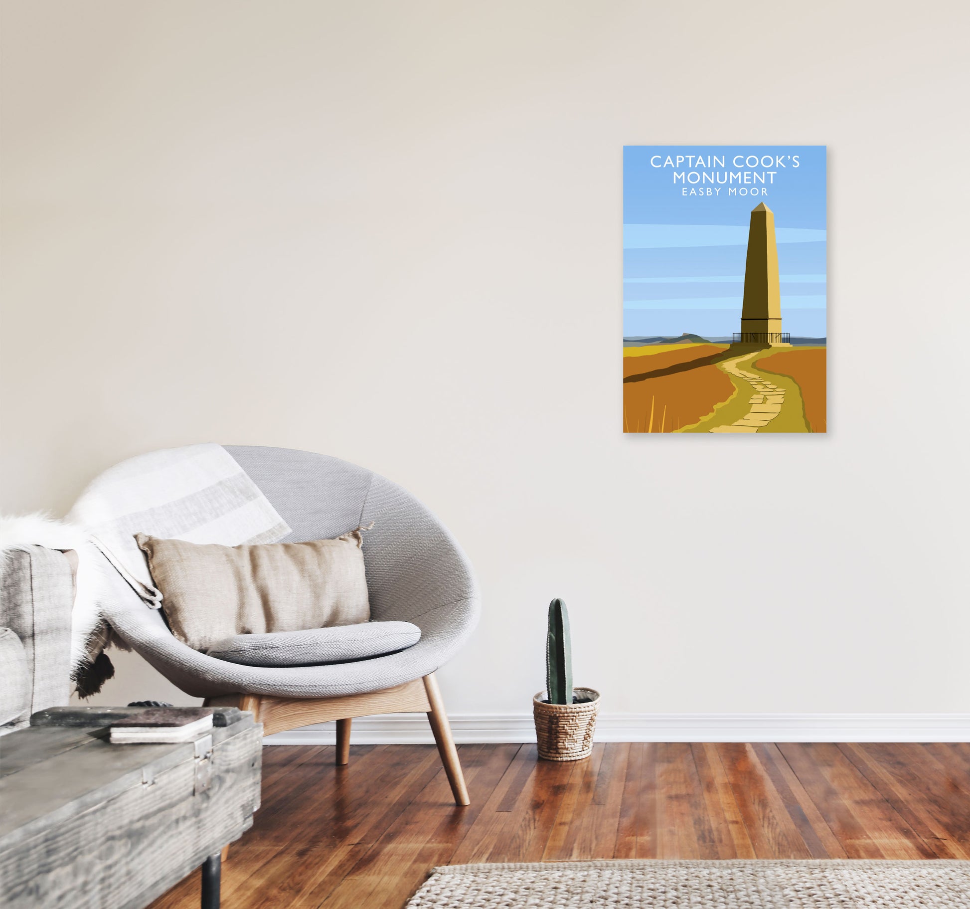 Captain Cooks Monument (Portrait) by Richard O'Neill A2 Black Frame