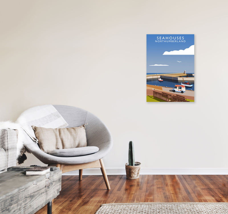 Seahouses (Portrait) by Richard O'Neill A2 Black Frame