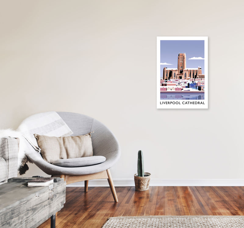 Liverpool Cathedral In Snow Portrait by Richard O'Neill A2 Black Frame