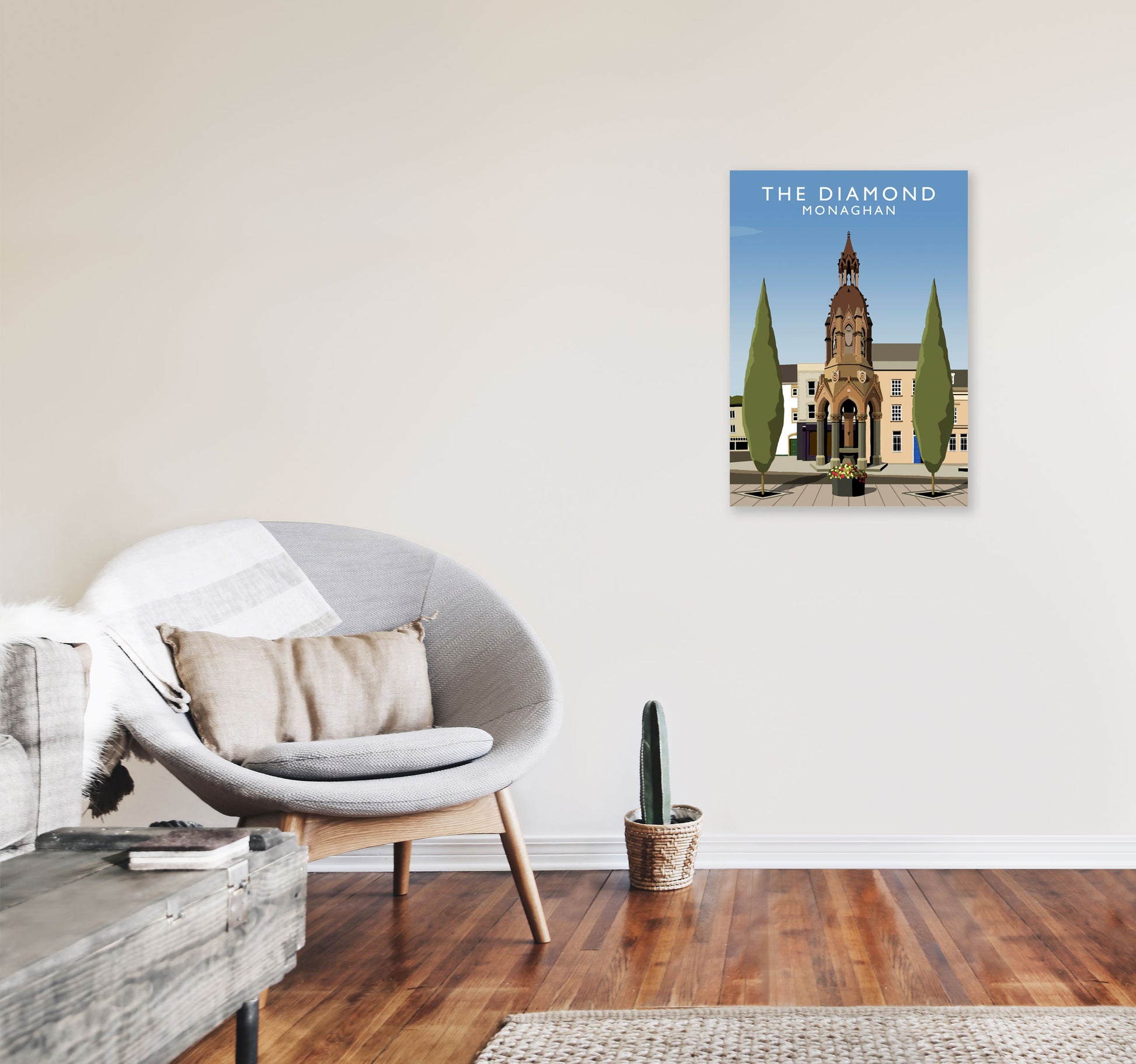 The Diamond Monaghan Travel Art Print by Richard O'Neill, Framed Wall Art A2 Black Frame