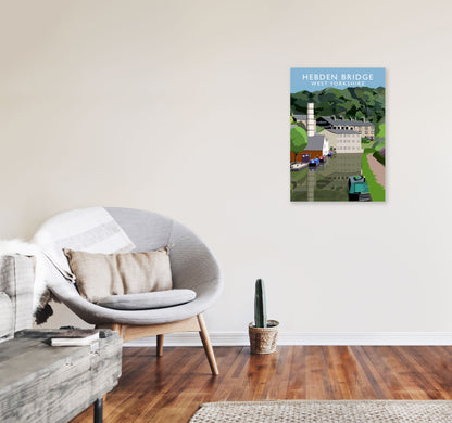 Hebden Bridge West Yorkshire Travel Art Print by Richard O'Neill A2 Black Frame