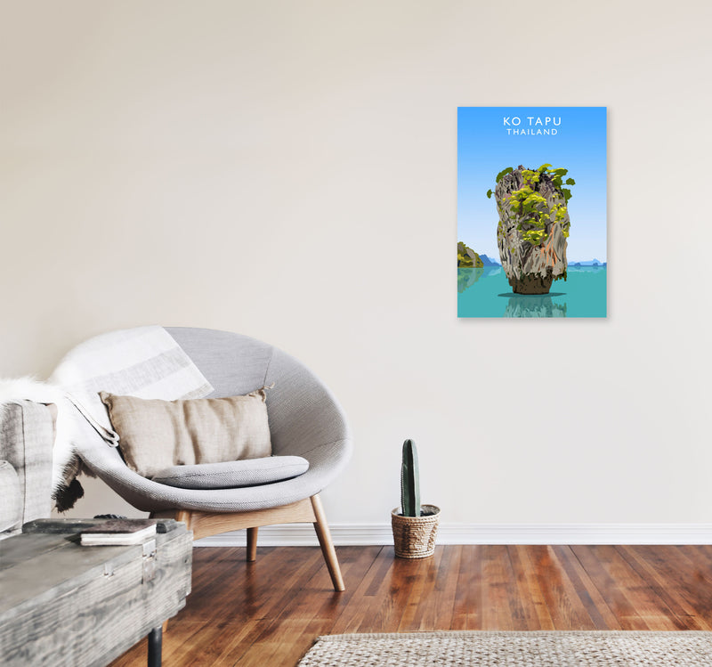 Ko Tapu Thailand Travel Art Print by Richard O'Neill, Framed Wall Art A2 Black Frame