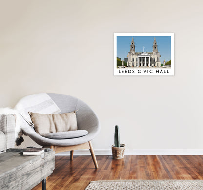 Leeds Civic Hall Digital Art Print by Richard O'Neill, Framed Wall Art A2 Black Frame