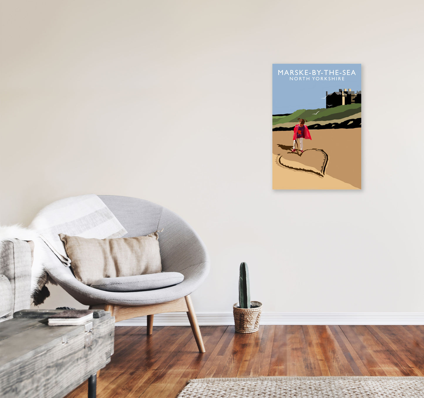 Marske-By-The-Sea North Yorkshire Travel Art Print by Richard O'Neill A2 Black Frame
