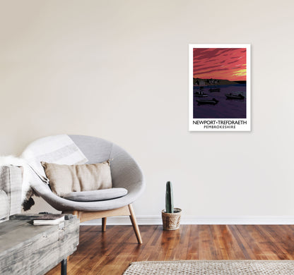 Newport Trefdraeth Pembrokeshire Travel Art Print by Richard O'Neill A2 Black Frame