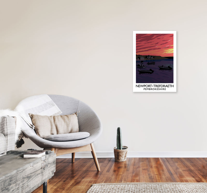 Newport Trefdraeth Pembrokeshire Travel Art Print by Richard O'Neill A2 Black Frame