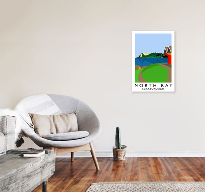 North Bay Scarborough Travel Art Print by Richard O'Neill, Framed Wall Art A2 Black Frame