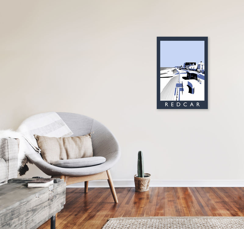 Redcar Travel Art Print by Richard O'Neill, Framed Wall Art A2 Black Frame