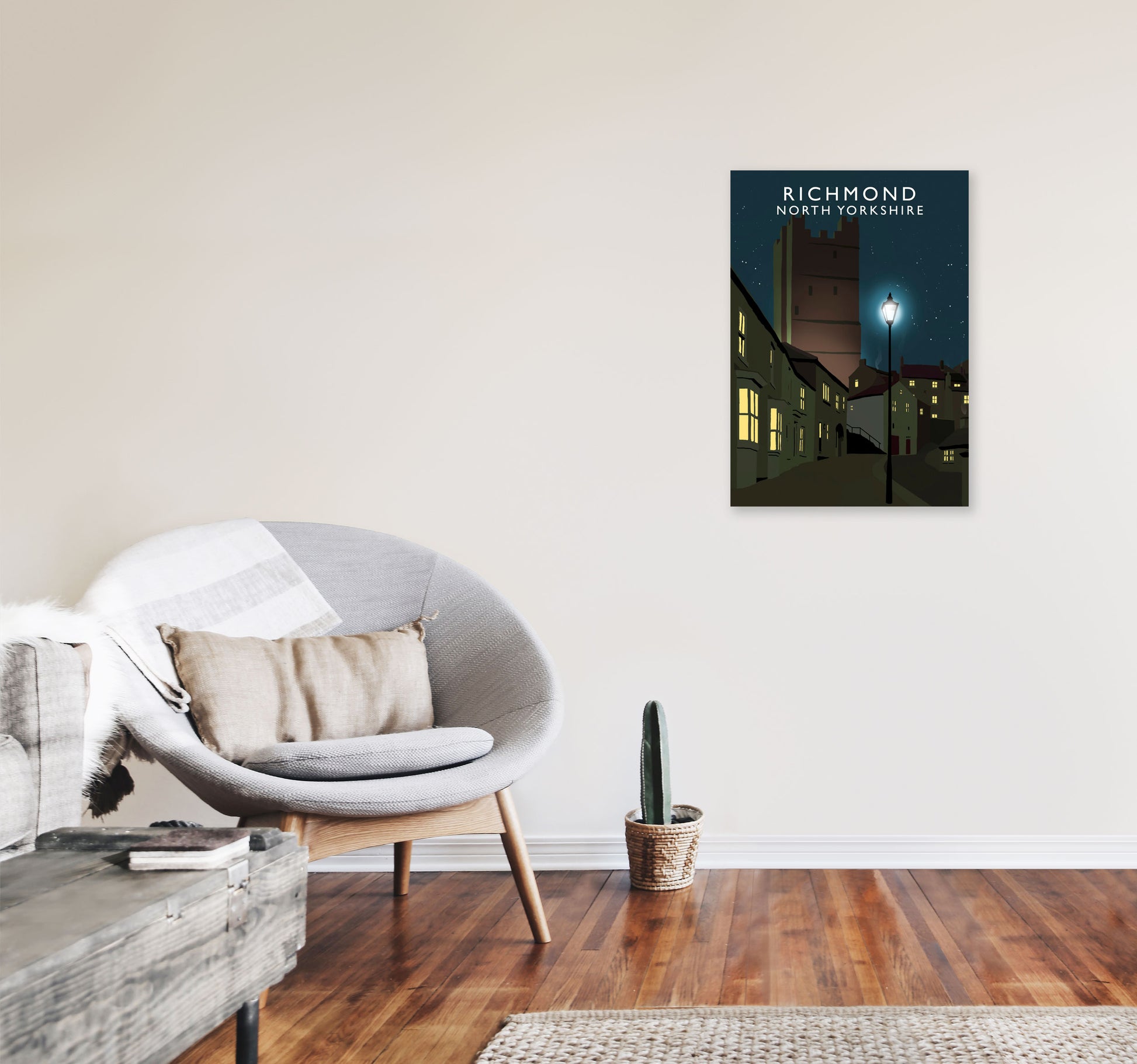 Richmond North Yorkshire Travel Art Print by Richard O'Neill A2 Black Frame