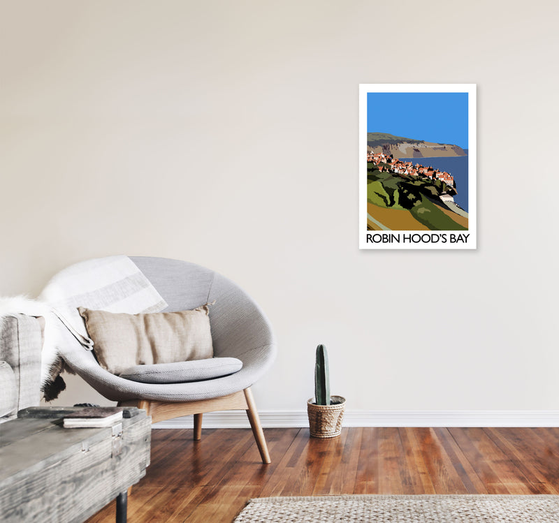 Robin Hood's Bay Travel Art Print by Richard O'Neill, Framed Wall Art A2 Black Frame