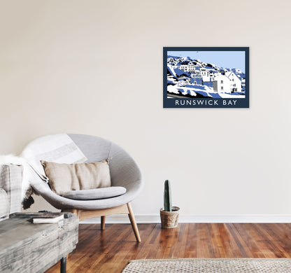 Runswick Bay Travel Art Print by Richard O'Neill, Framed Wall Art A2 Black Frame