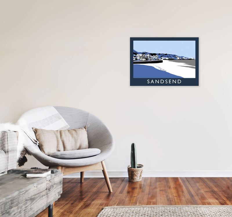 Sandsend Travel Art Print by Richard O'Neill, Framed Wall Art A2 Black Frame
