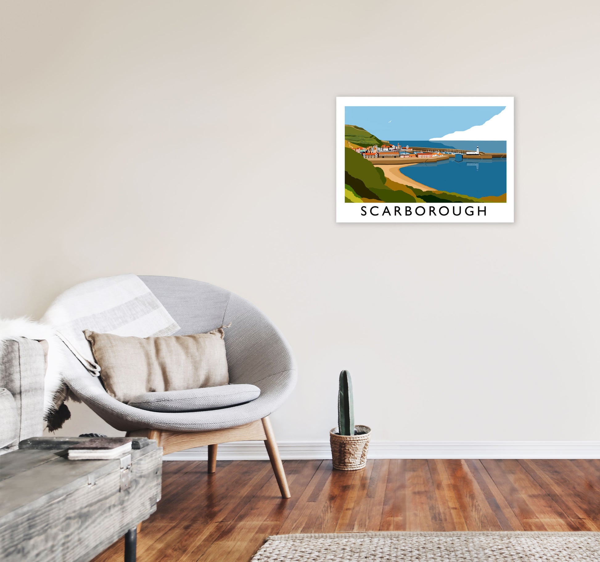 Scarborough Art Print by Richard O'Neill, Framed Wall Art A2 Black Frame