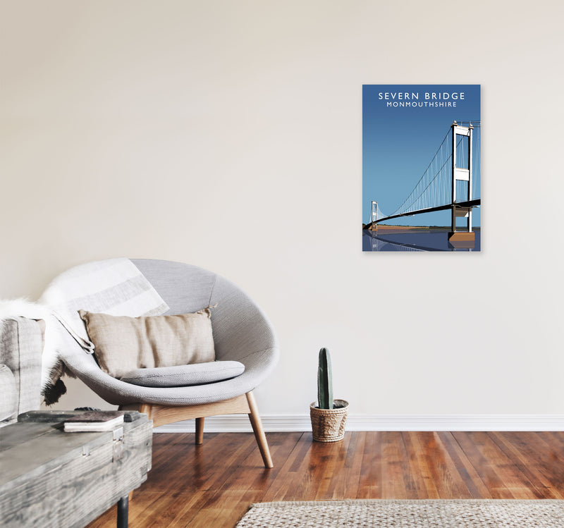 Severn Bridge Monmouthshire Art Print by Richard O'Neill, Framed Wall Art A2 Black Frame