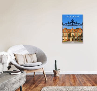 Shaw House Berkshire Travel Art Print by Richard O'Neill, Framed Wall Art A2 Black Frame
