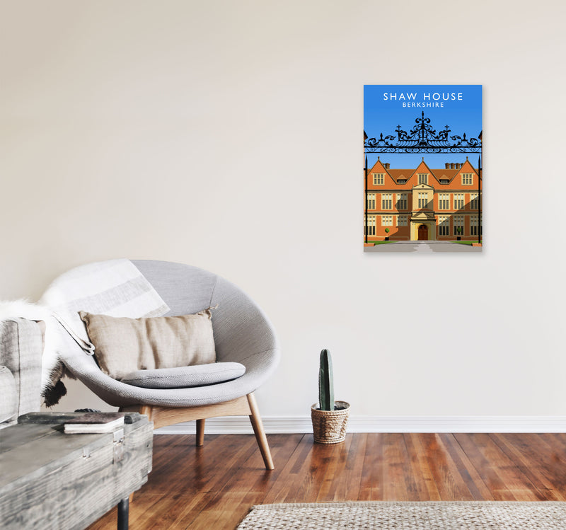 Shaw House Berkshire Travel Art Print by Richard O'Neill, Framed Wall Art A2 Black Frame