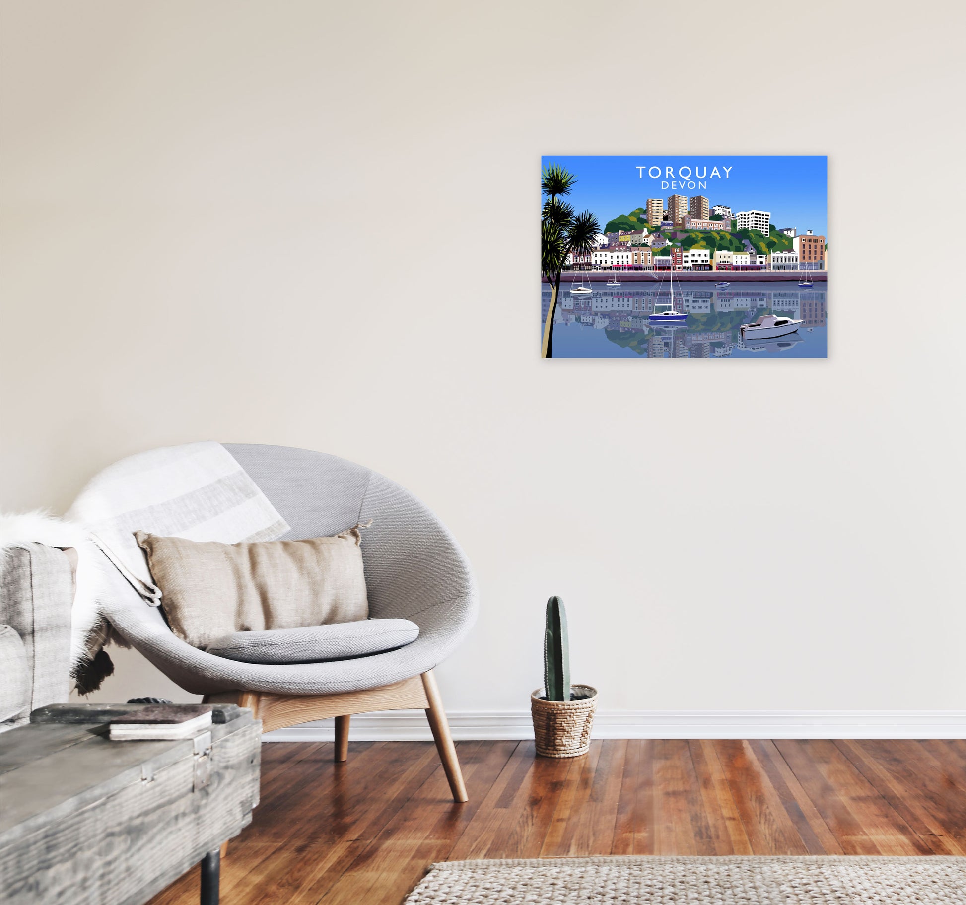 Torquay Devon Art Print by Richard O'Neill, Framed Wall Art A2 Black Frame