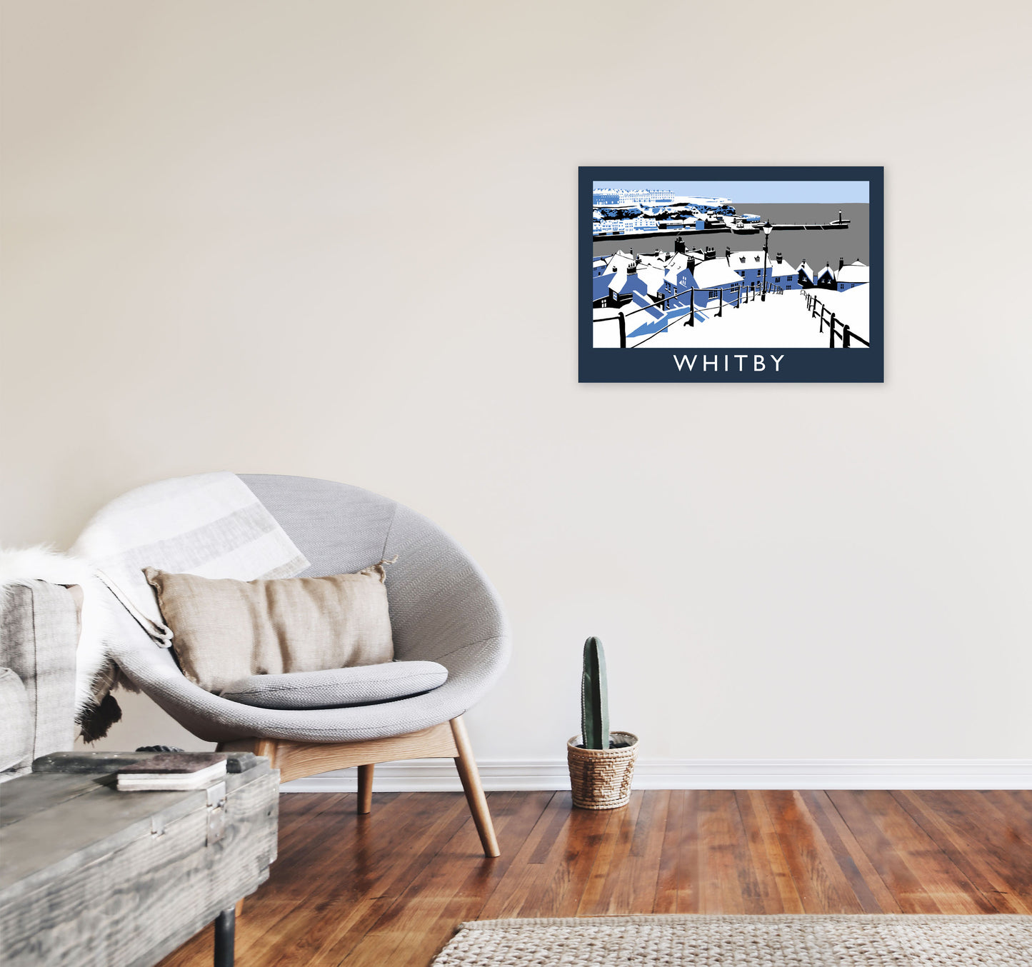 Whitby Travel Art Print by Richard O'Neill, Framed Wall Art A2 Black Frame
